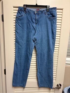 Smiths Jeans Womens 18 (34x31.5) Blue Stretch Straight Leg Western Embroidered